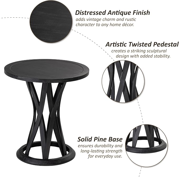 COZAYH Round Farmhouse End Table - Image 4