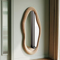 Honyee 55" x 24" Wall Mirror, Flannel Wrapped Wooden Frame Wavy Mirror by Honyee