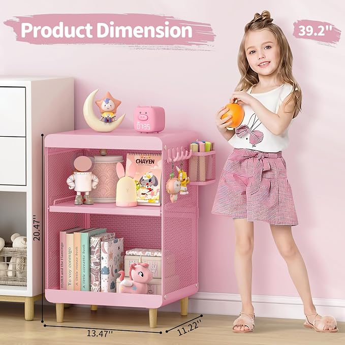 SYKIARIOL Kids Nightstand for Girls, Metal Bedside Table - Image 3