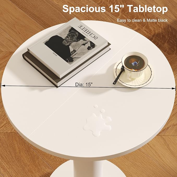 LAATOOREE Round Side Tables Set of 2, Pedestal Drink Table, Spacious Top - Image 7