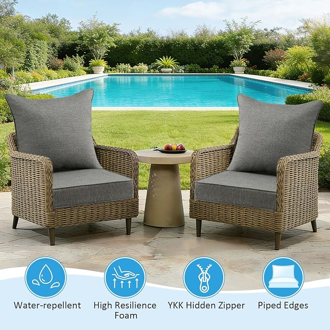 Sunbrella Outdoor Deep Seat & Back Cushion Set, 24 x 24 Inch Water Repellent - Image 4