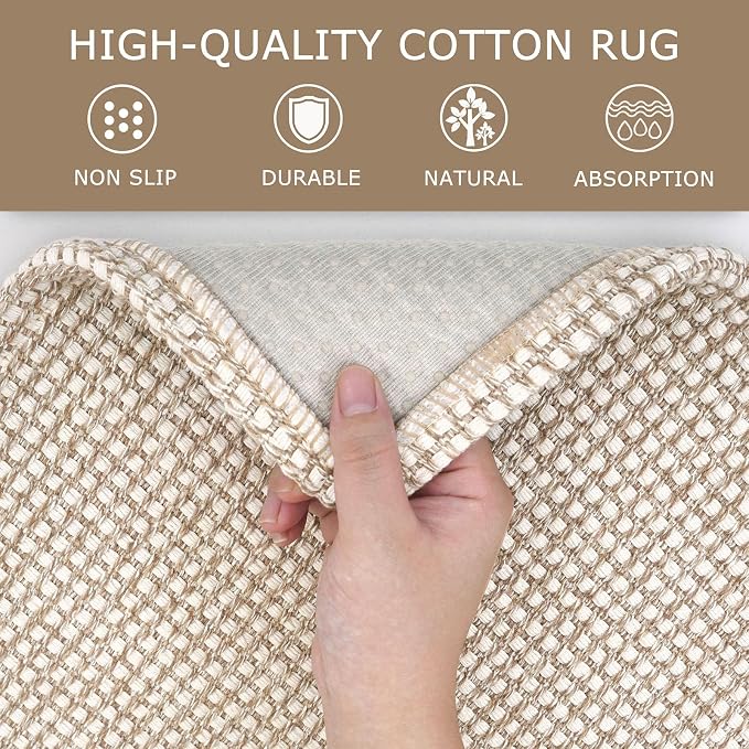 KOZYFLY Washable Area Rug 4x6 ft Non Slip Rubber Backed Living Room Rugs - Image 6