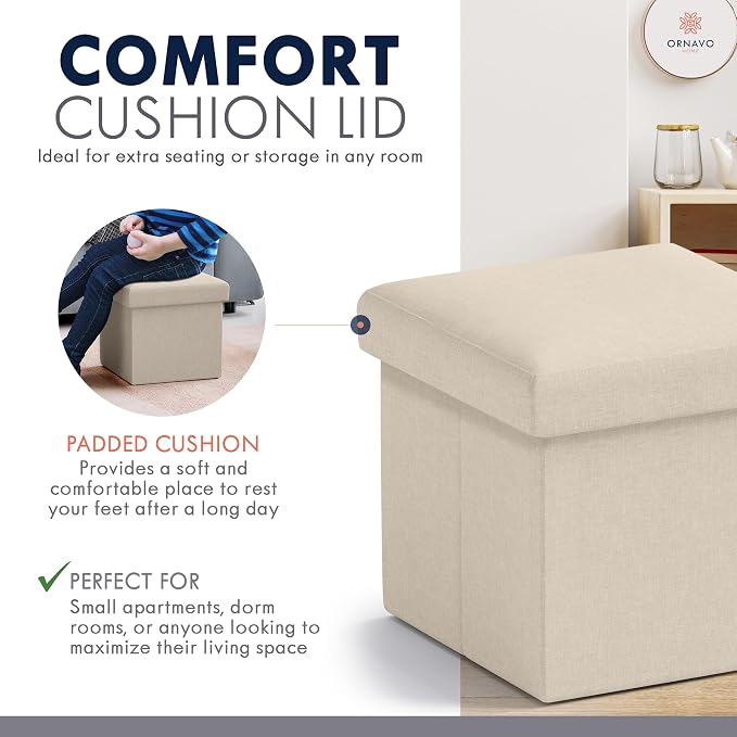 Ornavo Home Small Storage Ottoman, - Image 6