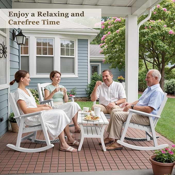 Greesum Outdoor Rocking Chair, 300lbs All-Weather Patio Rocker, Rust-Proof & - Image 2