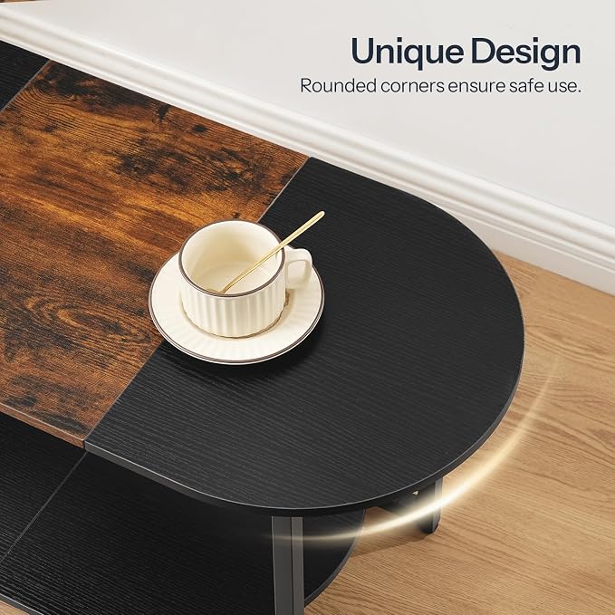 HOOBRO Coffee Table for Living Room, Oval Small Coffee Table - Image 5