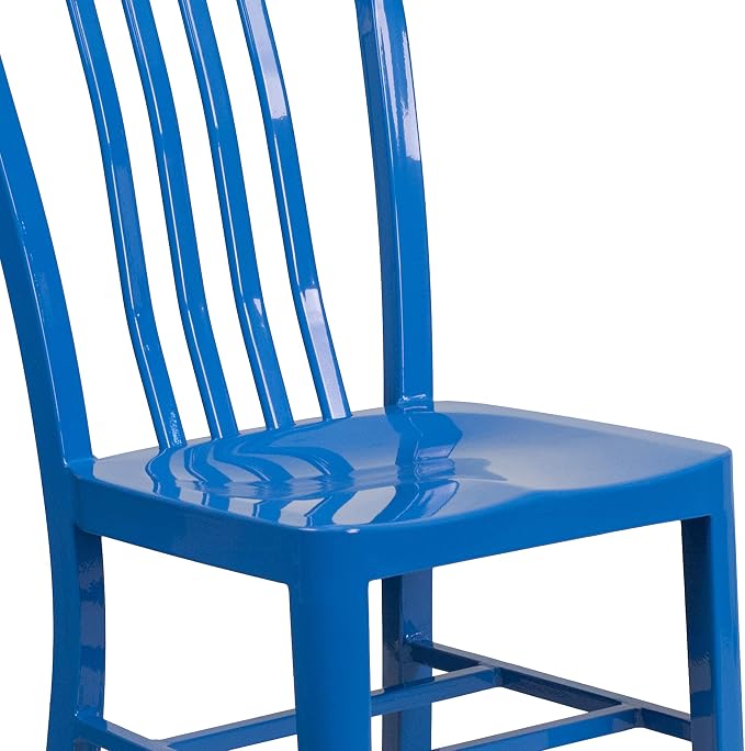 Flash Furniture Gael Commercial Grade 2 Pack Blue Metal Indoor-Outdoor Chair - Image 8