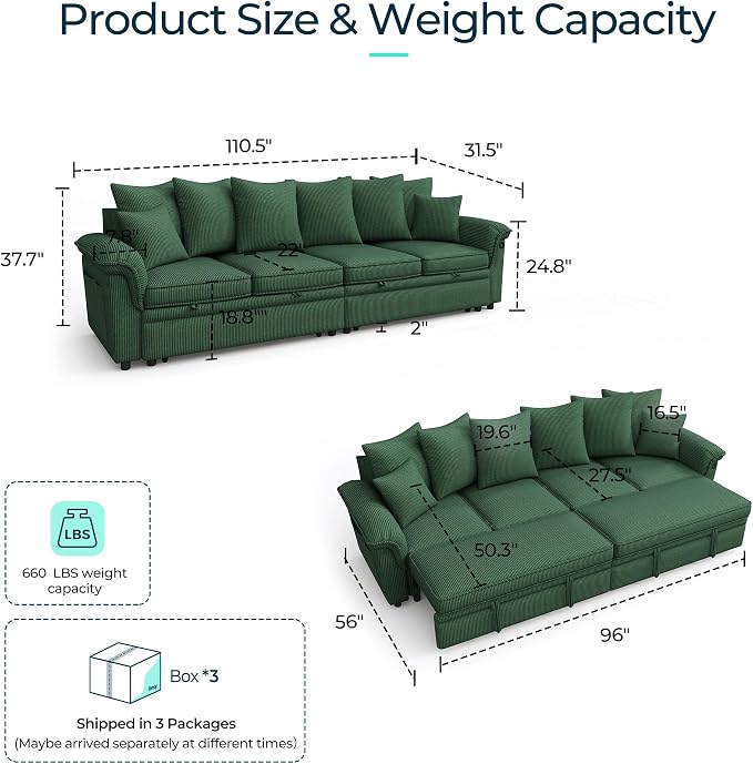 LINSY HOME Oversized Sectional Sleeper Sofa - Image 2