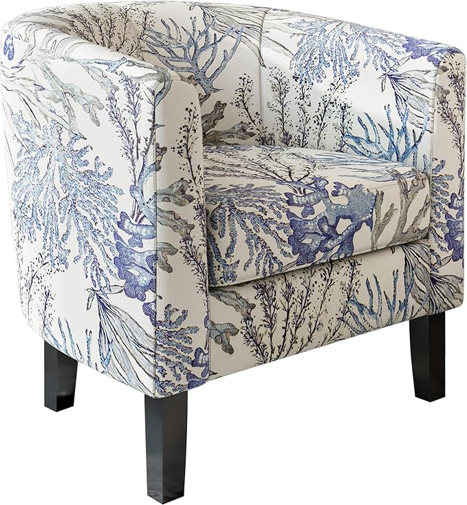 BELLEZE Living Room Chair, Linen Round Accent Barrel Chair, Club Tub Sofa Chair - Image 6