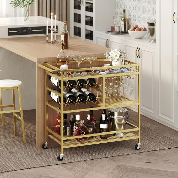 MAHANCRIS Bar Cart for Home, 3-Tier Serving Cart - Image 2