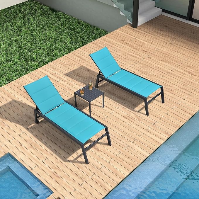 PURPLE LEAF Outdoor Lounge Chairs Aluminum Chaise Lounge Set of 2 Patio Chaise - Image 6
