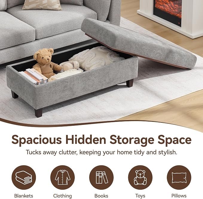 45 Inch Large Storage Ottoman Bench - Image 5