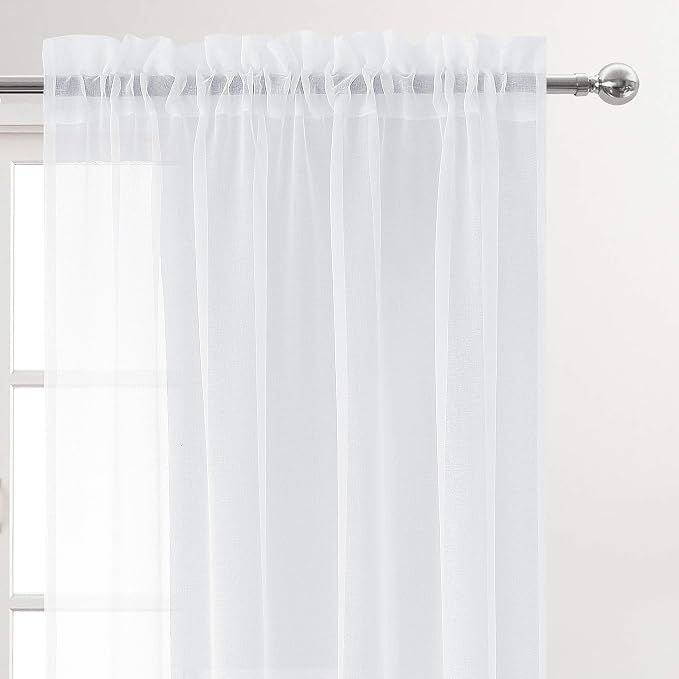 DWCN Extra Long Curtains, Sheer White Curtains 102 inches Long - Image 3