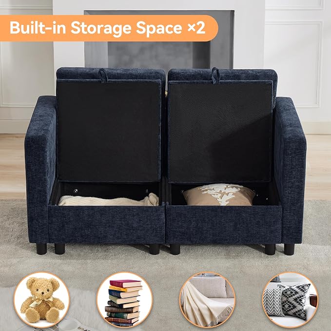 WUTUTUEE 58'' Modular Sectional Loveseat Sofa, Modern Love Seat 2 Seater Sofa - Image 4