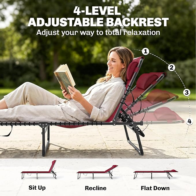 Outsunny Folding Chaise Lounge Chair, Patio Sun Tanning Chair, Outdoor Chaise - Image 4