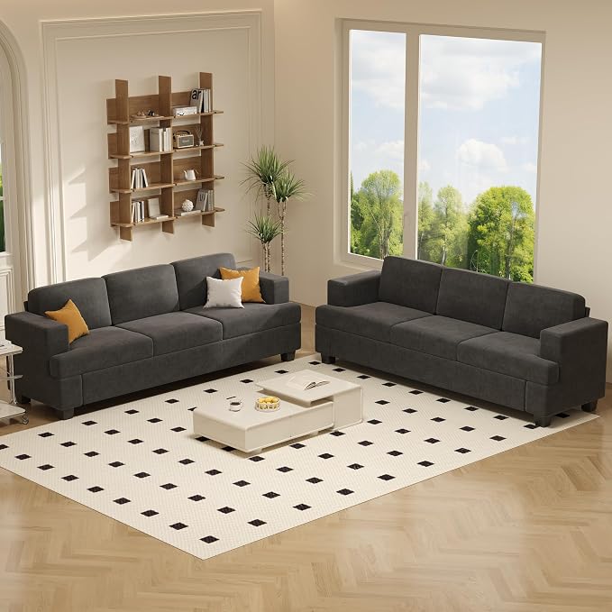 Apicizon 3-Seater Sofa & 3-Seater Sofa, 2 Piece Set Comfy Couch - Image 9