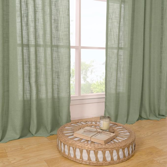 LAMIT Sage Green Linen Curtains - Image 9