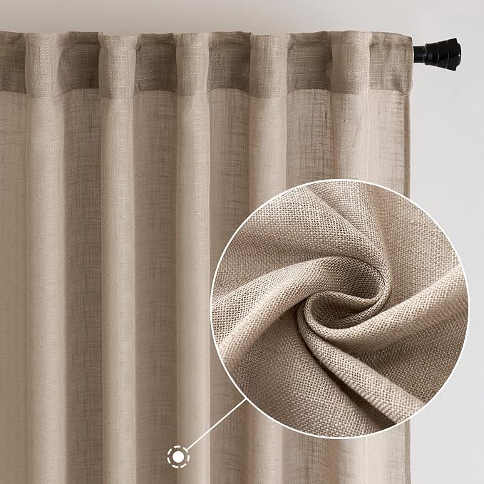 MIULEE Taupe Linen Curtains 72 Inch Length - Image 2