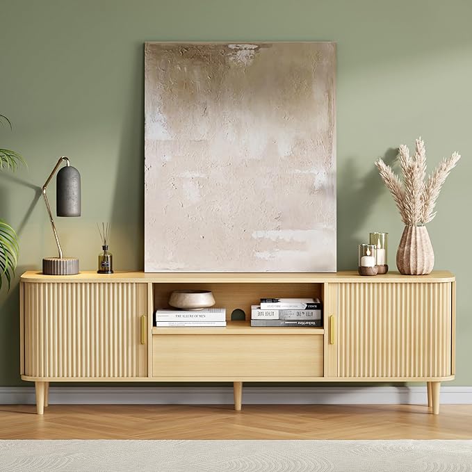IRONCK Modern Fluted TV Stand for TVs Up to 80 inches, TV Console - Image 3