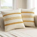 MIULEE Set of 2 Mustard Yellow Boho Decorative Pillow Covers 18x18 Inch by MIULEE