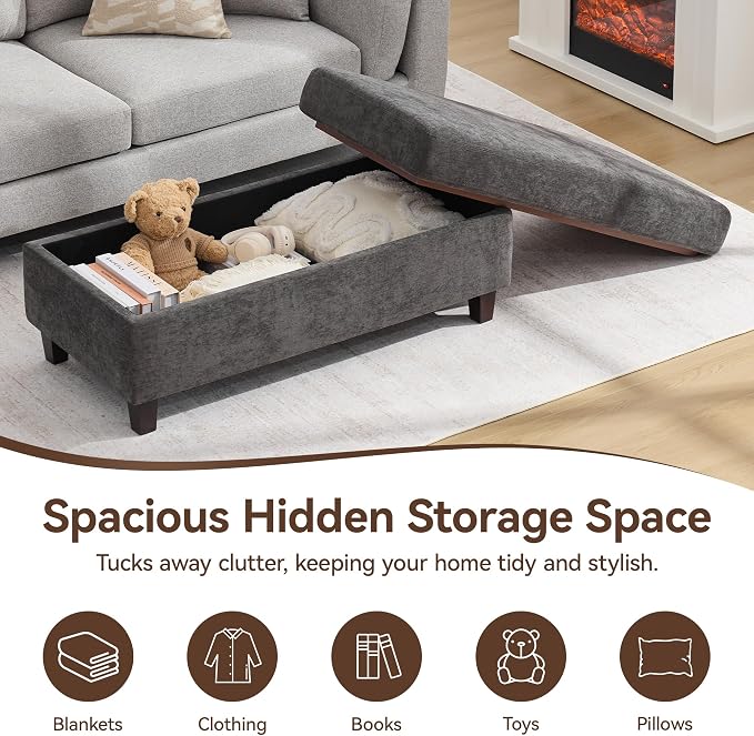 45 Inch Large Storage Ottoman Bench - Image 5
