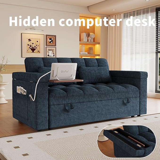 3 in 1 Convertible Sleeper Sofa, 65in Sleeper Couch - Image 7