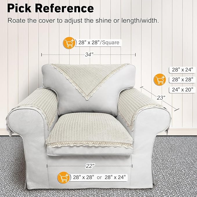 Couch Arm Covers, Couch Covers, Non-Slip Lace Armrest Covers, Headrest/Backrest - Image 2