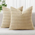 MIULEE Pack of 2 Corduroy Decorative Throw Pillow Covers 16x16 Inch Soft Boho by MIULEE
