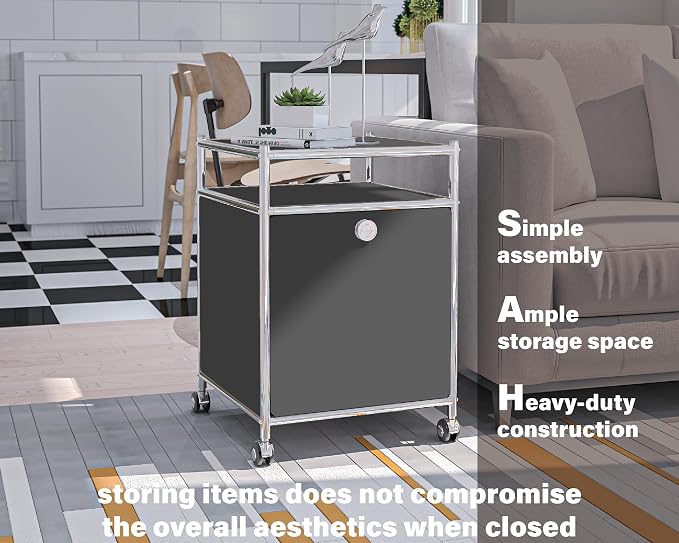 Matte Storage Cart with Flap Door, Large Capacity Storage Cart with Detachable - Image 4