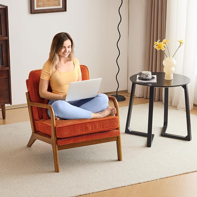 Karl home Mid-Century Modern Accent Chair, Living Room Chairs - Image 7