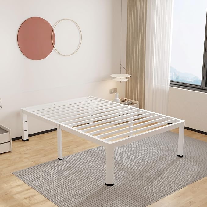 ROIL 14 Inch White Twin Size Bed Frame by ROIL