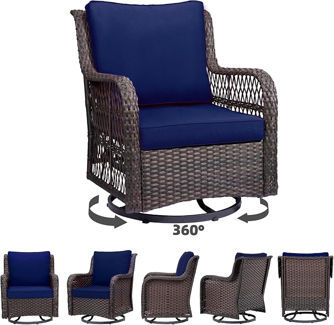 Towallmark Outdoor Swivel Wicker Glider Patio Chairs - Image 8