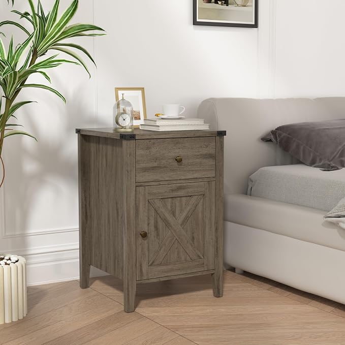 Betterhood Barnwood Rustic Farmhouse Nightstand, Side Table - Image 3
