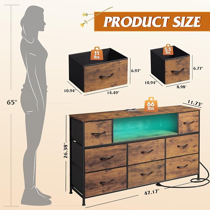 WLIVE Dresser TV Stand for 45, 55 inch TV, Entertainment Center - Image 3