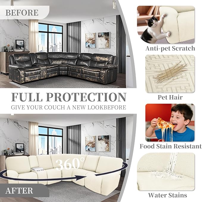 100% Waterproof Sectional Recliner Couch Covers - Image 5