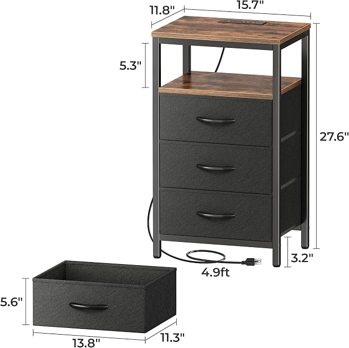 Huuger Nightstands Set of 2, 27.6 Inch End Tables - Image 8