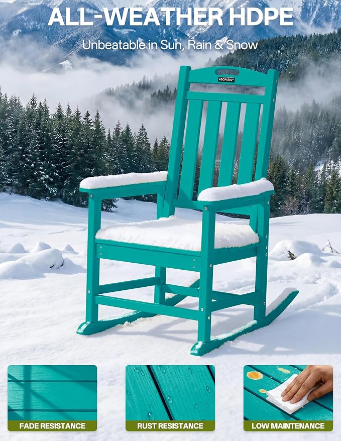 Outdoor Adirondack Rocking Chairs All-Weather HDPE Patio Rocker Chair - Image 6