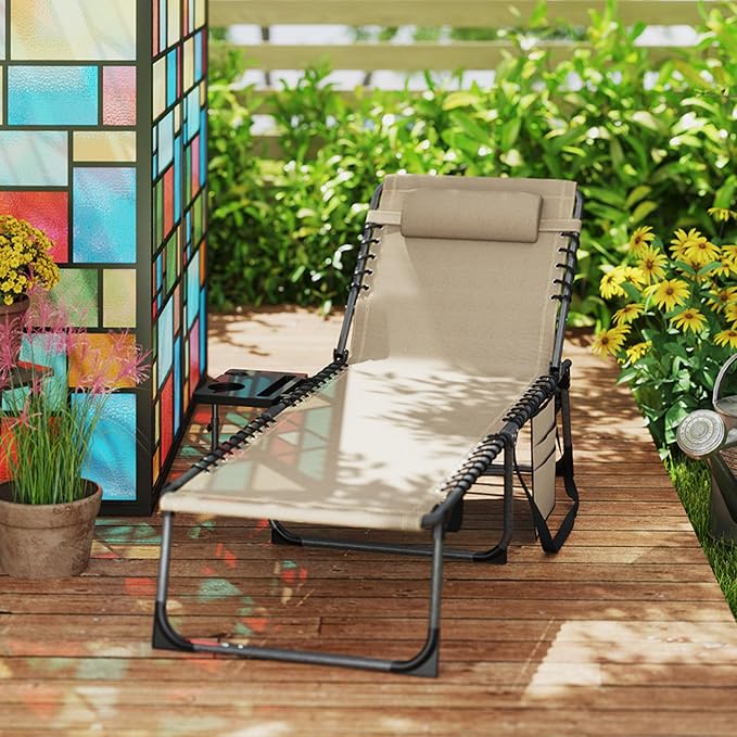 Outsunny Folding Chaise Lounge Chair Outdoor Tanning Chair - Image 9