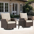 HOMREST 3 Piece Outdoor Swivel Chair Set, Wicker Patio Bistro Set by HOMREST