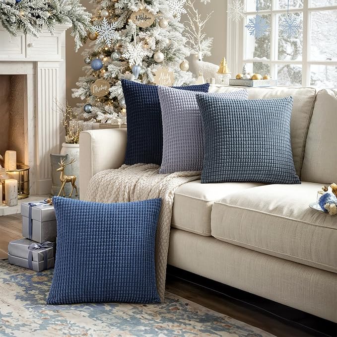 MIULEE Blue Decorative Pillow Covers 22x22 Inch Set of 4 Boho Western Farmhouse - Image 7