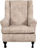KRFOONN Wing Chair Slipcovers 2 Piece Stretch Leather Look Wingback Chair by KRFOONN