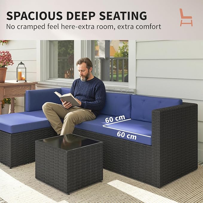 Outsunny 3 Piece Patio Furniture Set, Wicker Rattan Outdoor Patio Conversation - Image 6