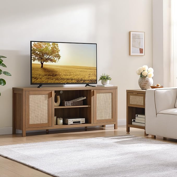 SICOTAS TV Stands for Living Room : Rattan TV Console Cabinet - Image 6