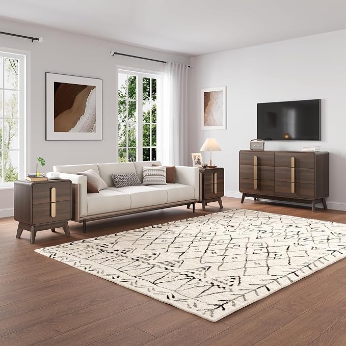 JOINICE Mid Century Modern Bedroom Set, 6 Drawer Dresser and Nightstand Sets - Image 4