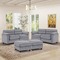 HAOMARKETS Corduroy 4-Piece Sofa Set, Upholstered Ottoman Set of 2 and 2 by HAOMARKETS