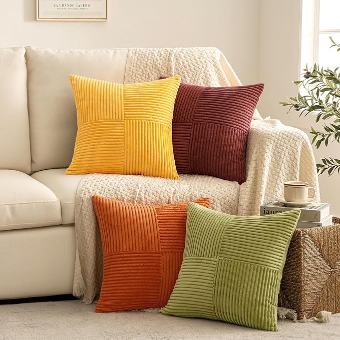 MIULEE Yellow Orange Rust Throw Pillow Covers 20x20 Inch 4 Packs Boho Farmhouse - Image 4