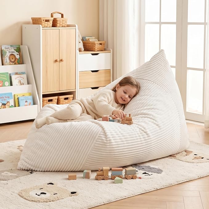 BRINJOY 3 in 1 Kids Bean Bag Chair Bed, Memory Foam Filled Floor Bed Bean Bag - Image 2