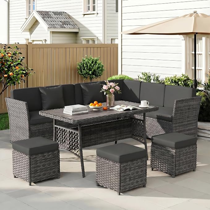 LOUVIXA 7 Pieces Patio Furniture Set, Outdoor Patio Furniture, Wicker by LOUVIXA