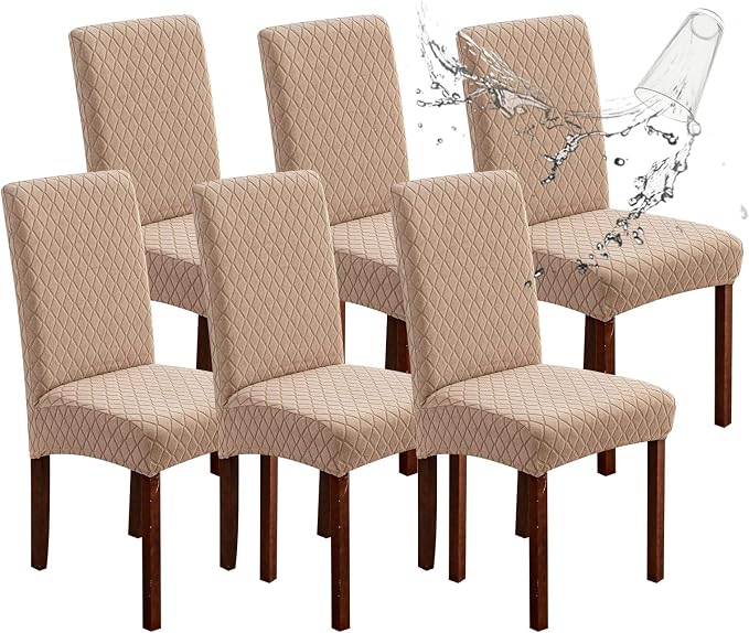 Genina Waterproof Chair Covers for Dining Room 6 Pack, Dining Chair Cover by Genina