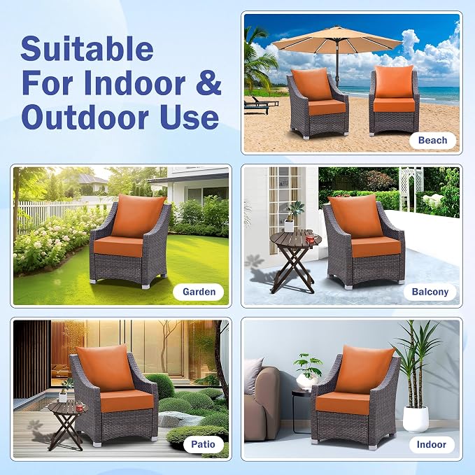IASEAHK Outdoor Seat Cushion Set, Waterproof & Fade Resistant Patio Chair - Image 7
