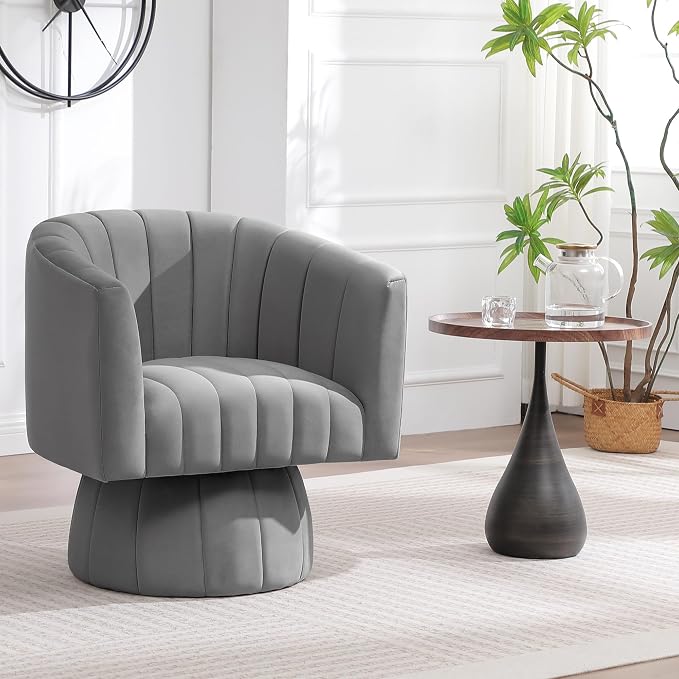 Swivel Accent Barrel Chair, Cute Comfy Small Round 360° Arm Chair. Velvet Sofa - Image 8
